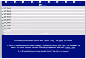 screenshot of email with images turned off showing the fail alt text